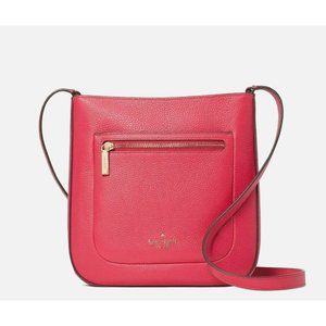 New Kate Spade Leila Top Zip Crossbody bag Pebble Leather Bright Rose